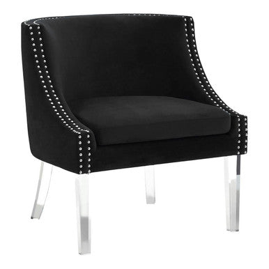 Orsina Velvet Chair with Silver Nailhead Trim and Clear Acrylic Legs for Stylish Decor
