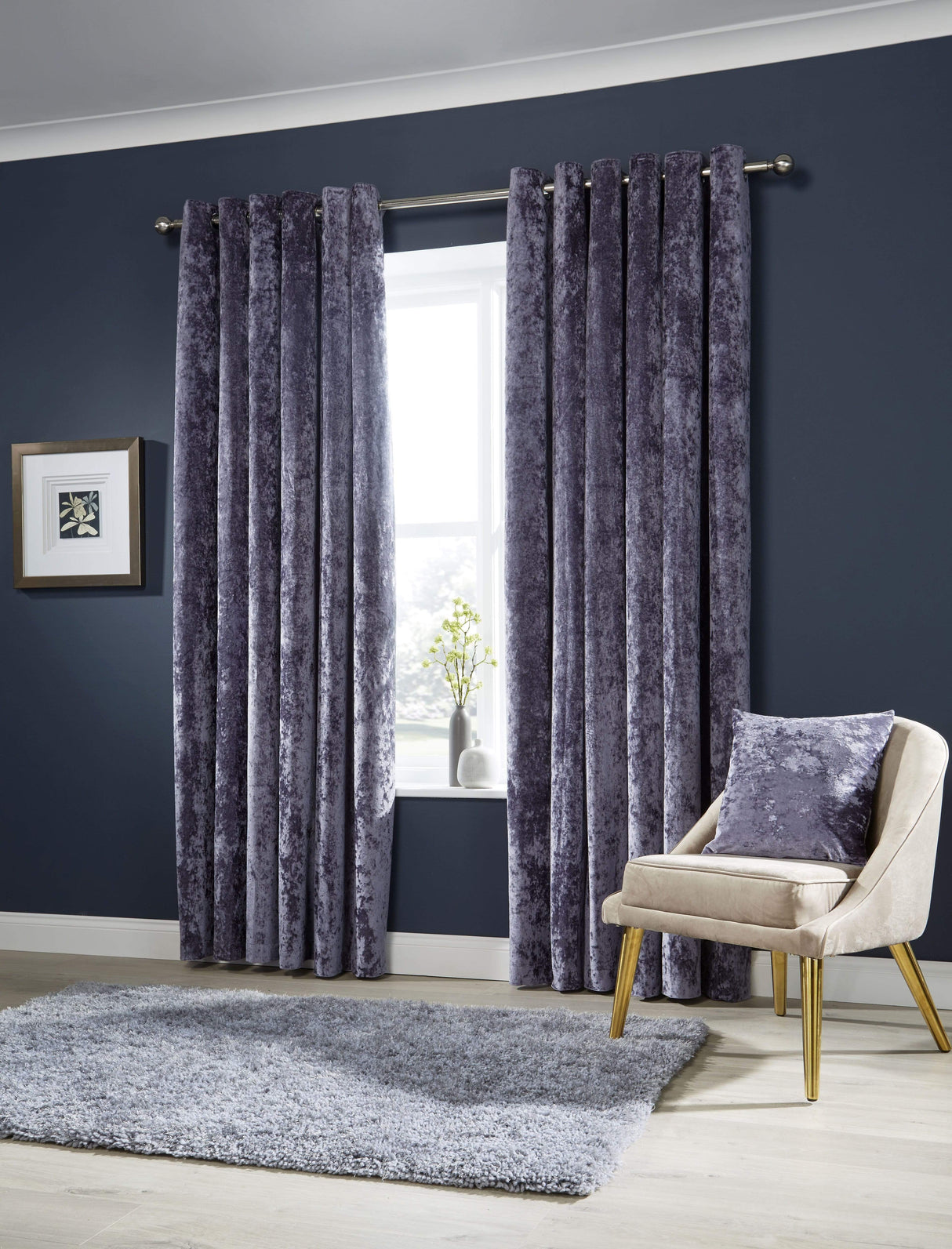 Olivia Rocco Velvet Curtains in Purple with Elegant Texture for Stylish Home Decor