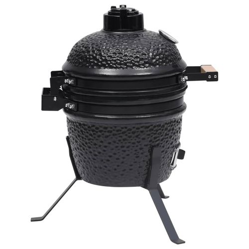 vidaXL 2-in-1 Kamado Barbecue Grill Smoker Ceramic 56 cm Black vidaXL