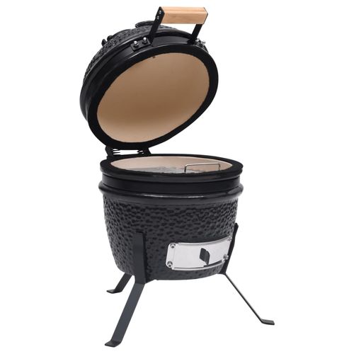 vidaXL 2-in-1 Kamado Barbecue Grill Smoker Ceramic 56 cm Black vidaXL