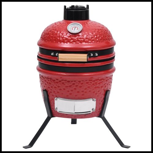 vidaXL 2-in-1 Kamado Barbecue Grill Smoker Ceramic 56 cm Black vidaXL