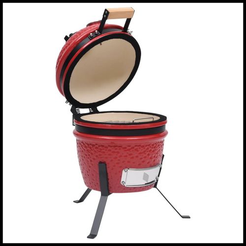 vidaXL 2-in-1 Kamado Barbecue Grill Smoker Ceramic 56 cm Black vidaXL