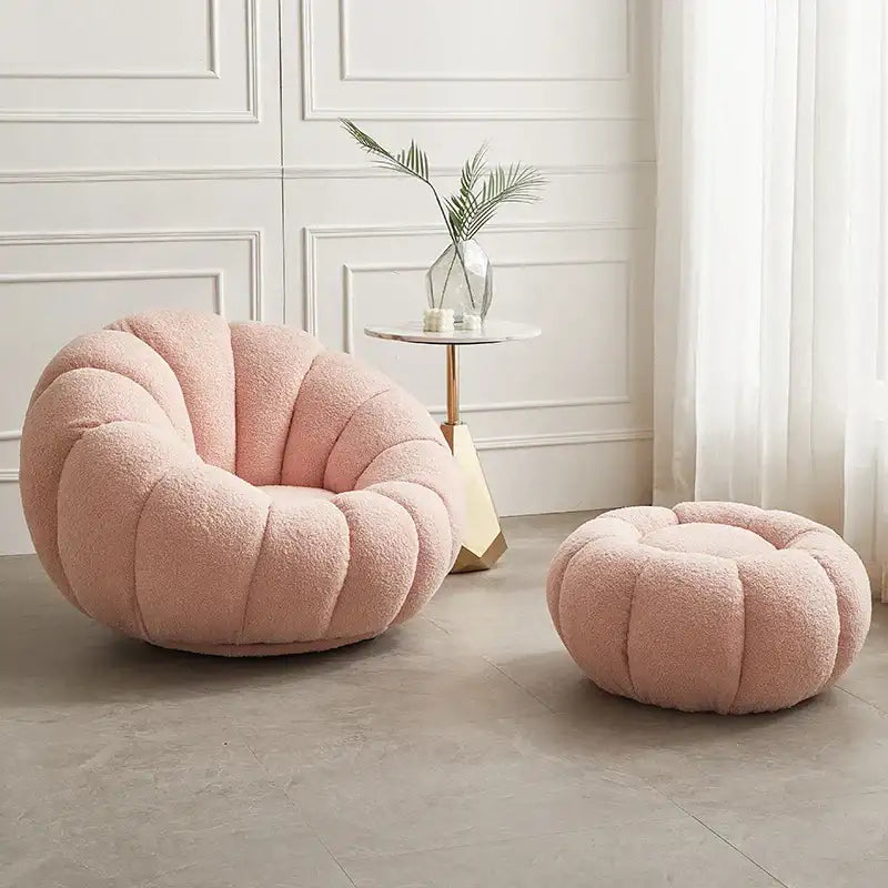 Nisu Home Plush Pink Chair with Soft Design for Comfortable Living Room Seating