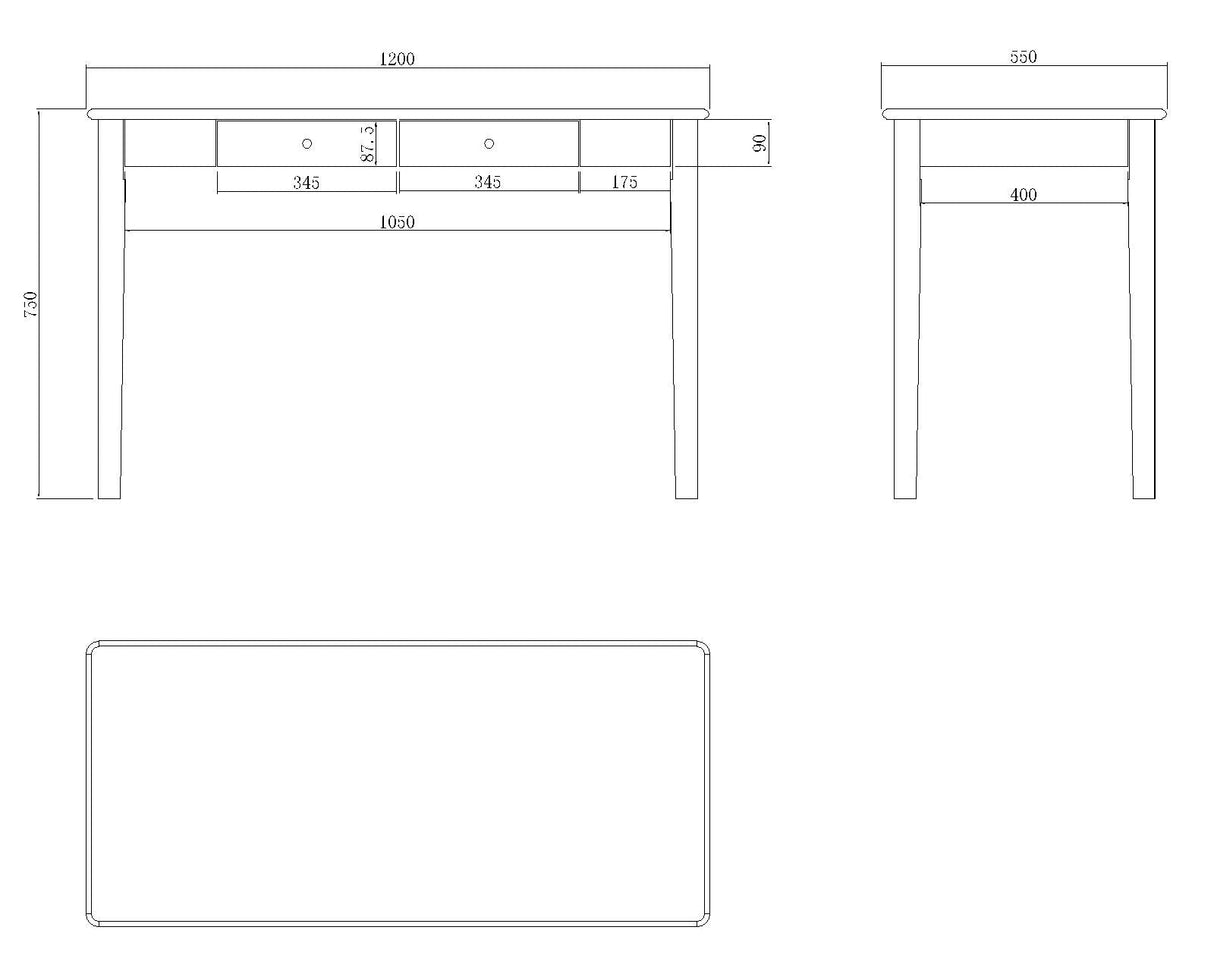 Fishe and Lilly Desk and Dressing Table with Two Drawers and Stylish Simplicity