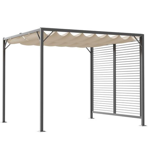 Metal Pergola Patio Sun Shelter Grape Tent Retractable Canopy UV Cut Outsunny