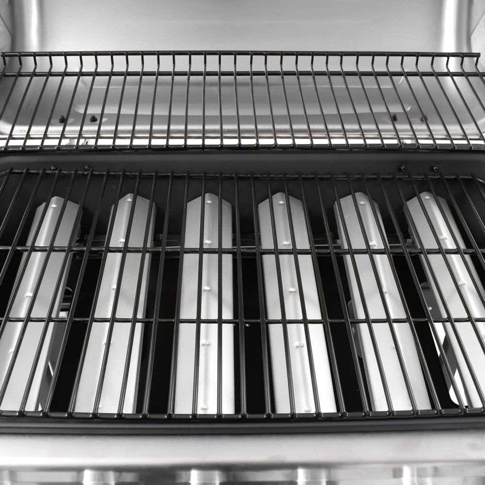 Gas BBQ Grill with 6 Burners Black and Silver vidaXL