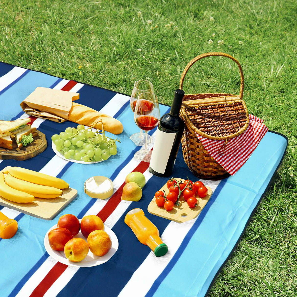 Vinsani Folding Picnic Blanket - Waterproof, Carry Strap Vinsani