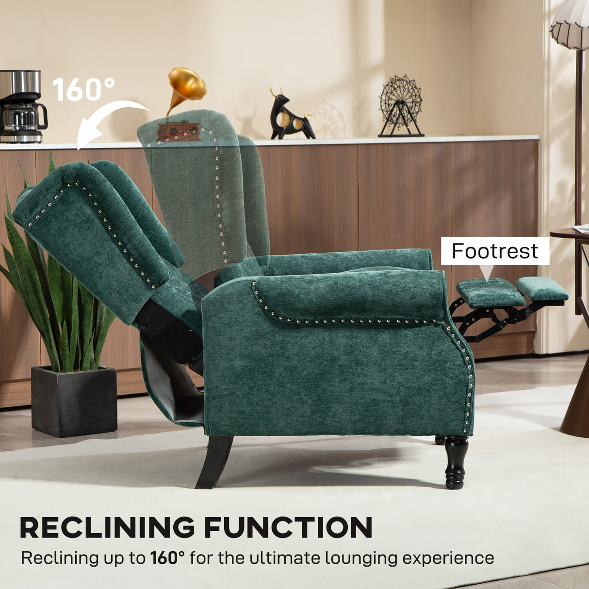 Vintage Armchair with reclining function up to 160 degrees for ultimate lounging comfort