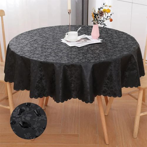 Kitinjoy Waterproof Round Vinyl Tablecloth for Home & Party Use N/A