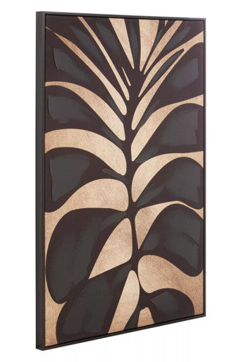 Astratto Canvas Black Leaf Design Wall Art Orsina