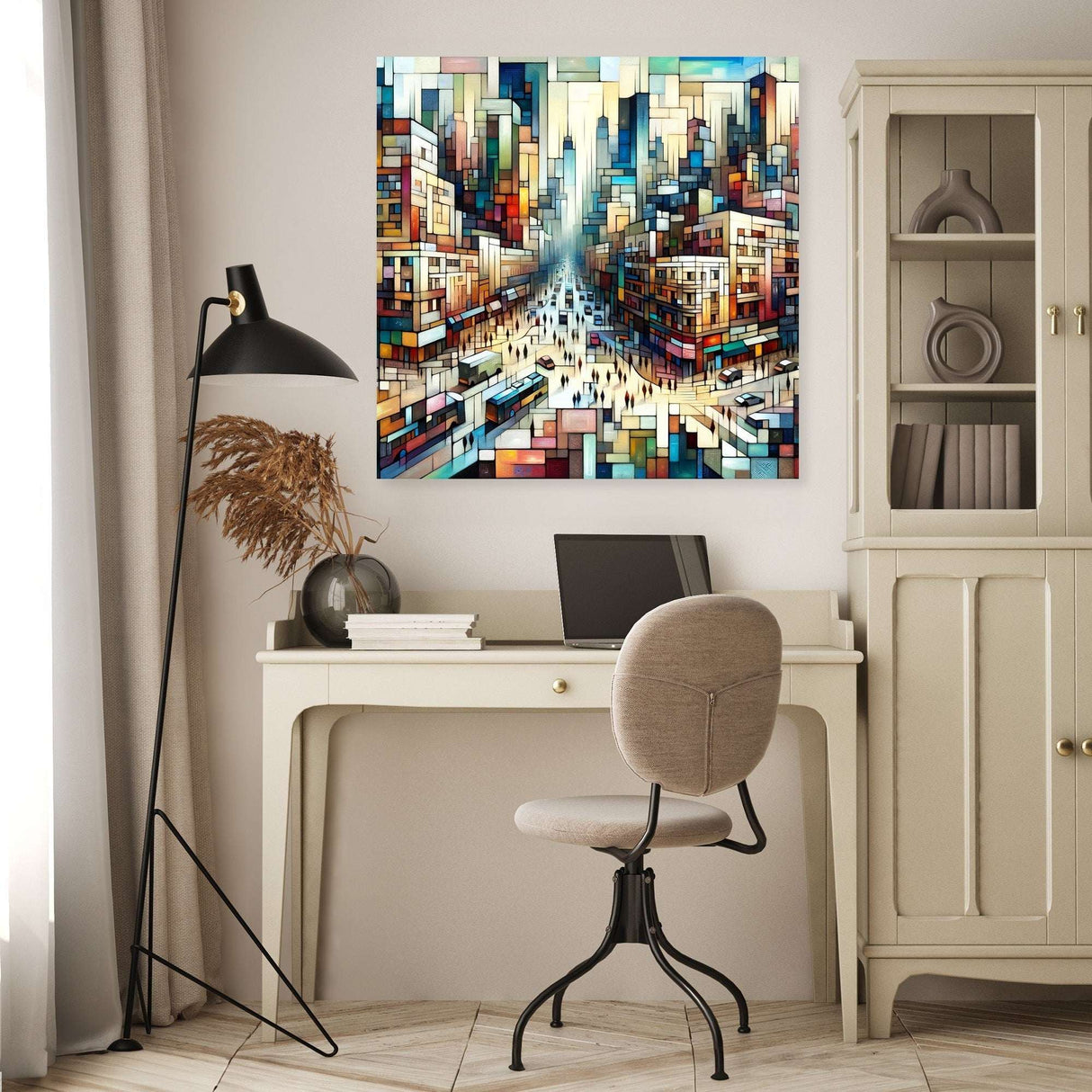 Vibrant Wall Art Canvas featuring an abstract cityscape for modern home decor