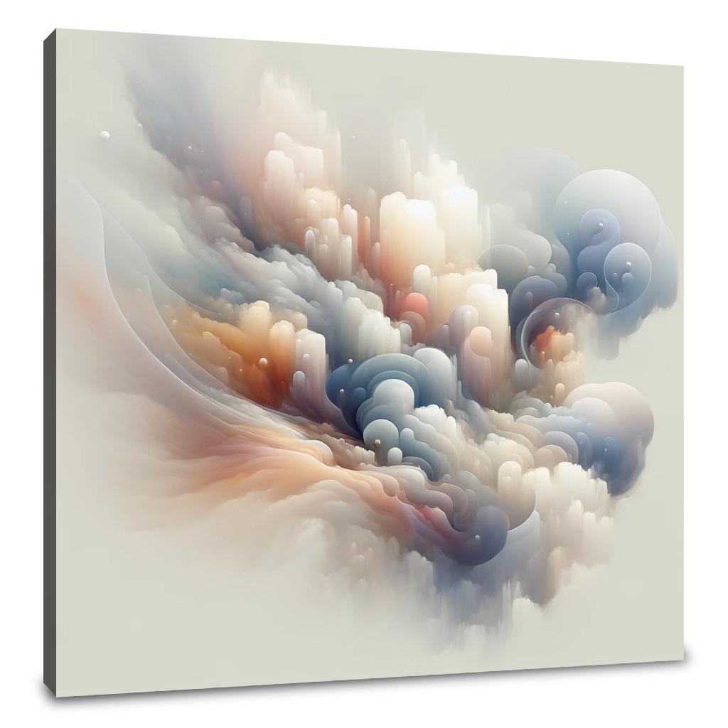 Abstract Wall Art Canvas featuring soft pastel clouds in a dreamy composition