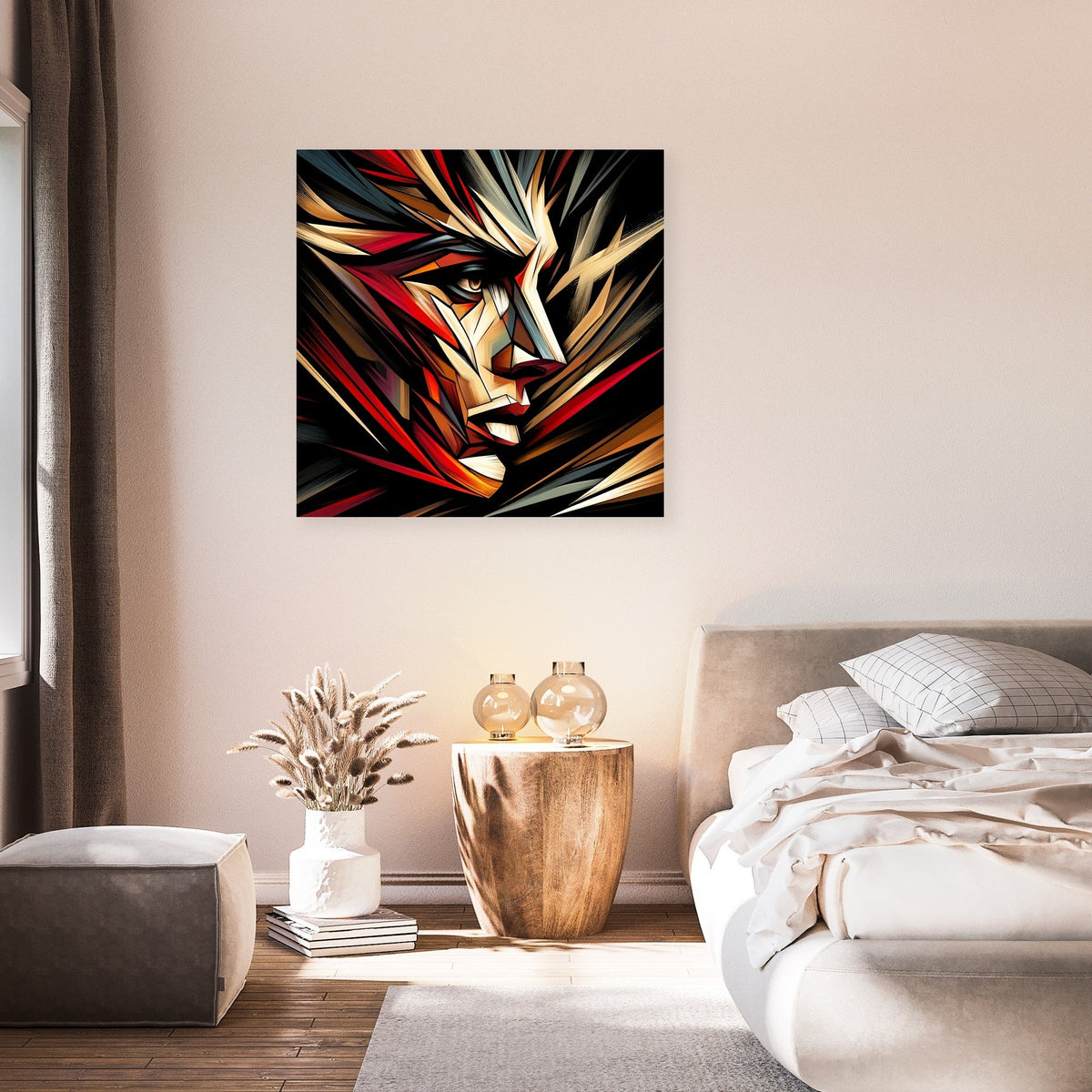 Stylish wall art canvas featuring an abstract face design, perfect for modern home decor