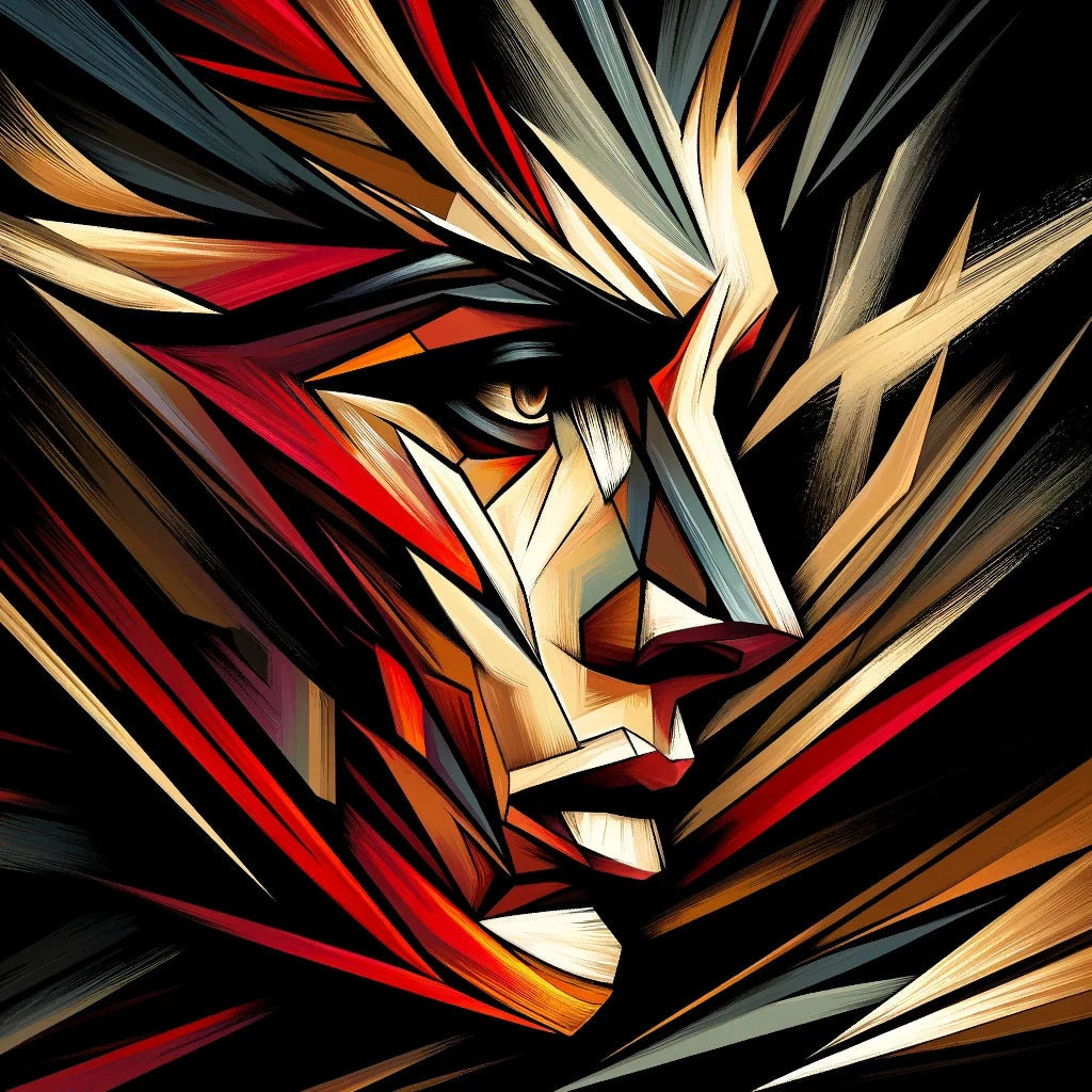 Abstract Wall Art Canvas featuring a striking geometric face in vibrant colours