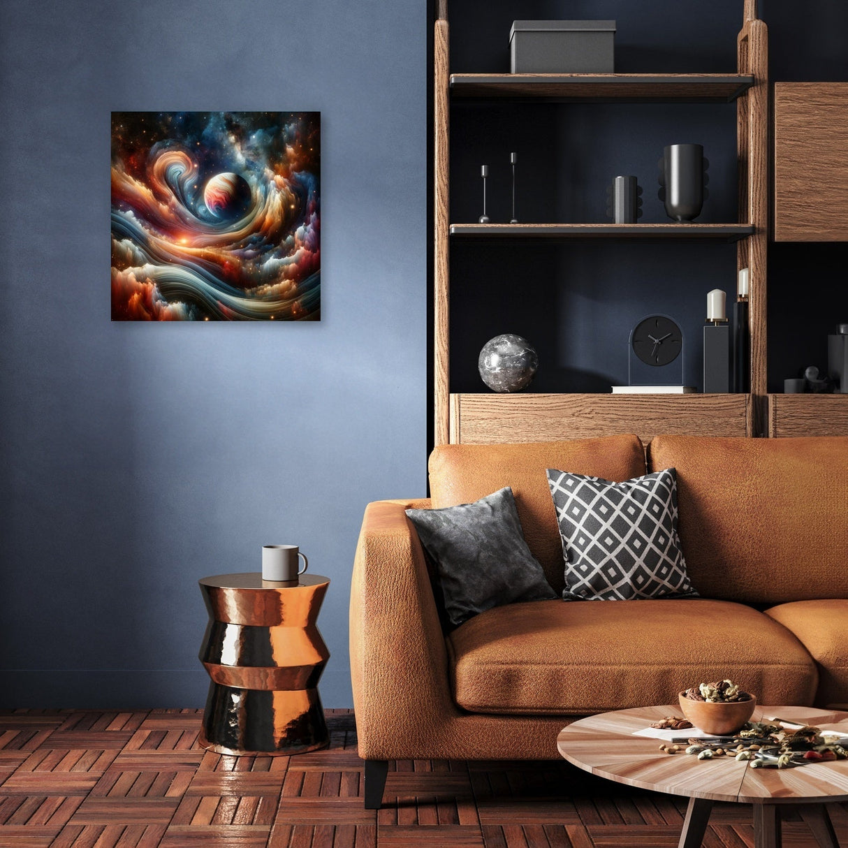 Stunning abstract Wall Art Canvas featuring swirling cosmic colours, perfect for modern home decor.