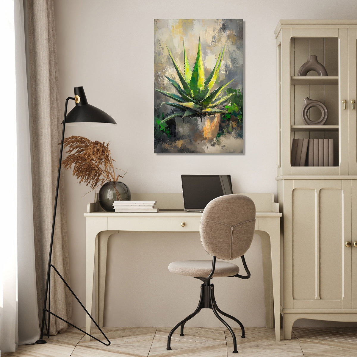 Modern Wall Art Canvas featuring a vibrant green plant, perfect for enhancing home decor