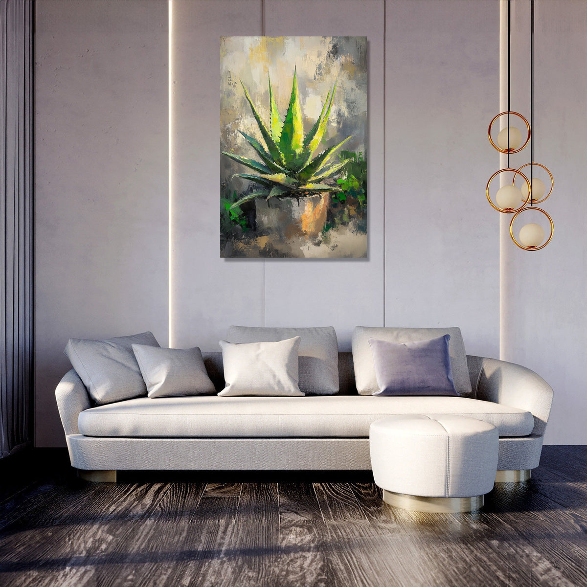 Contemporary Wall Art Canvas featuring a vibrant green plant for modern home decor