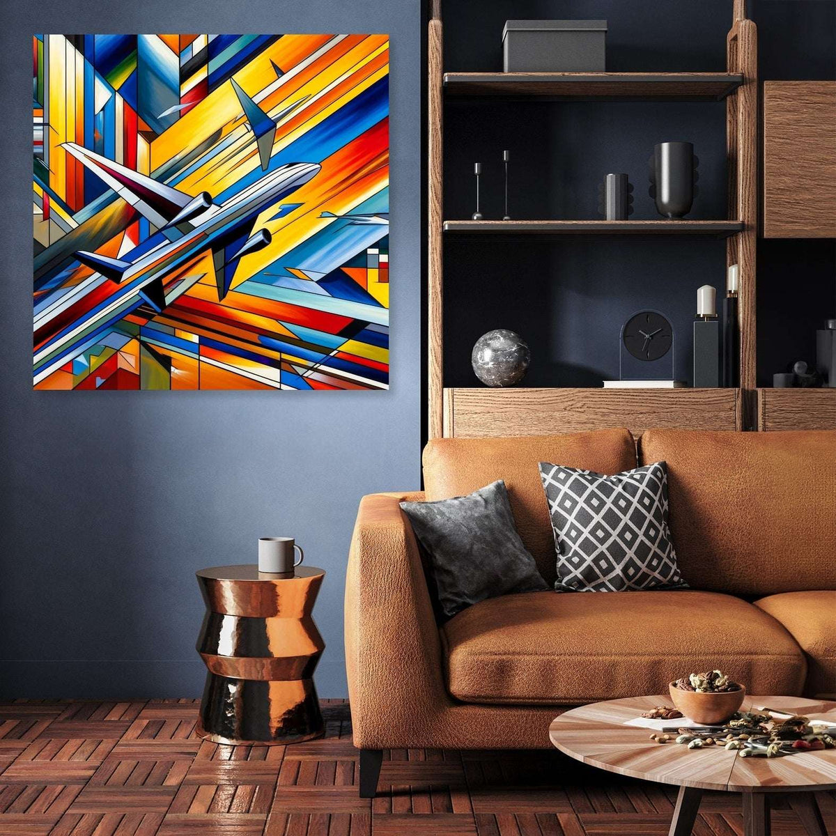 Vibrant Wall Art Canvas featuring a modern airplane design in bright colours for stylish home decor