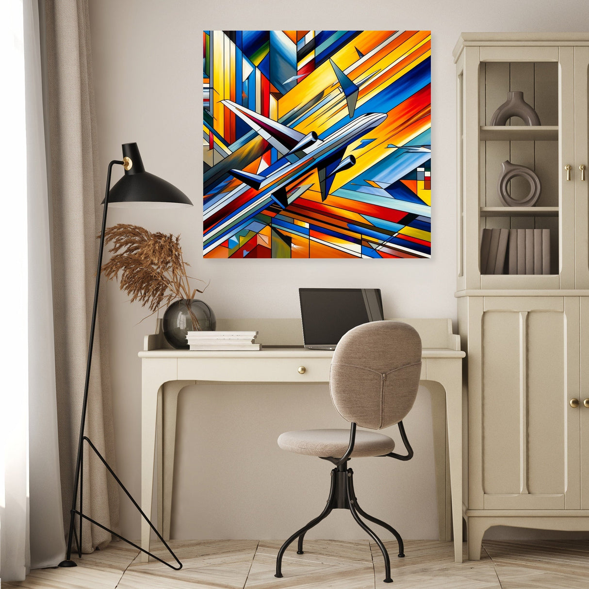 Vibrant Wall Art Canvas featuring abstract planes and colourful patterns for modern decor