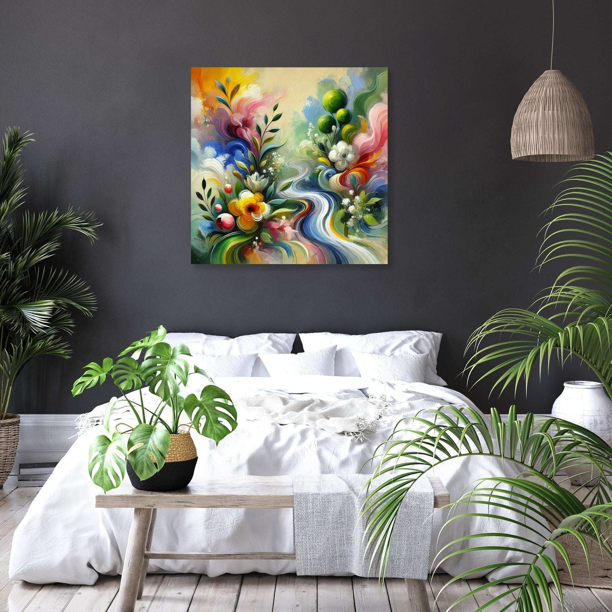 Vibrant Wall Art Canvas featuring colourful floral and abstract design for modern decor
