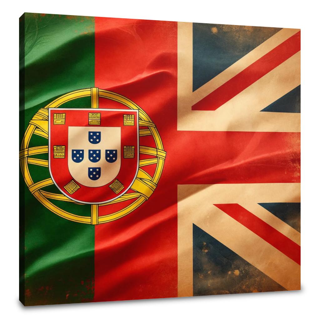 Wall Art Canvas featuring a blend of the Portuguese and British flags in vibrant colours
