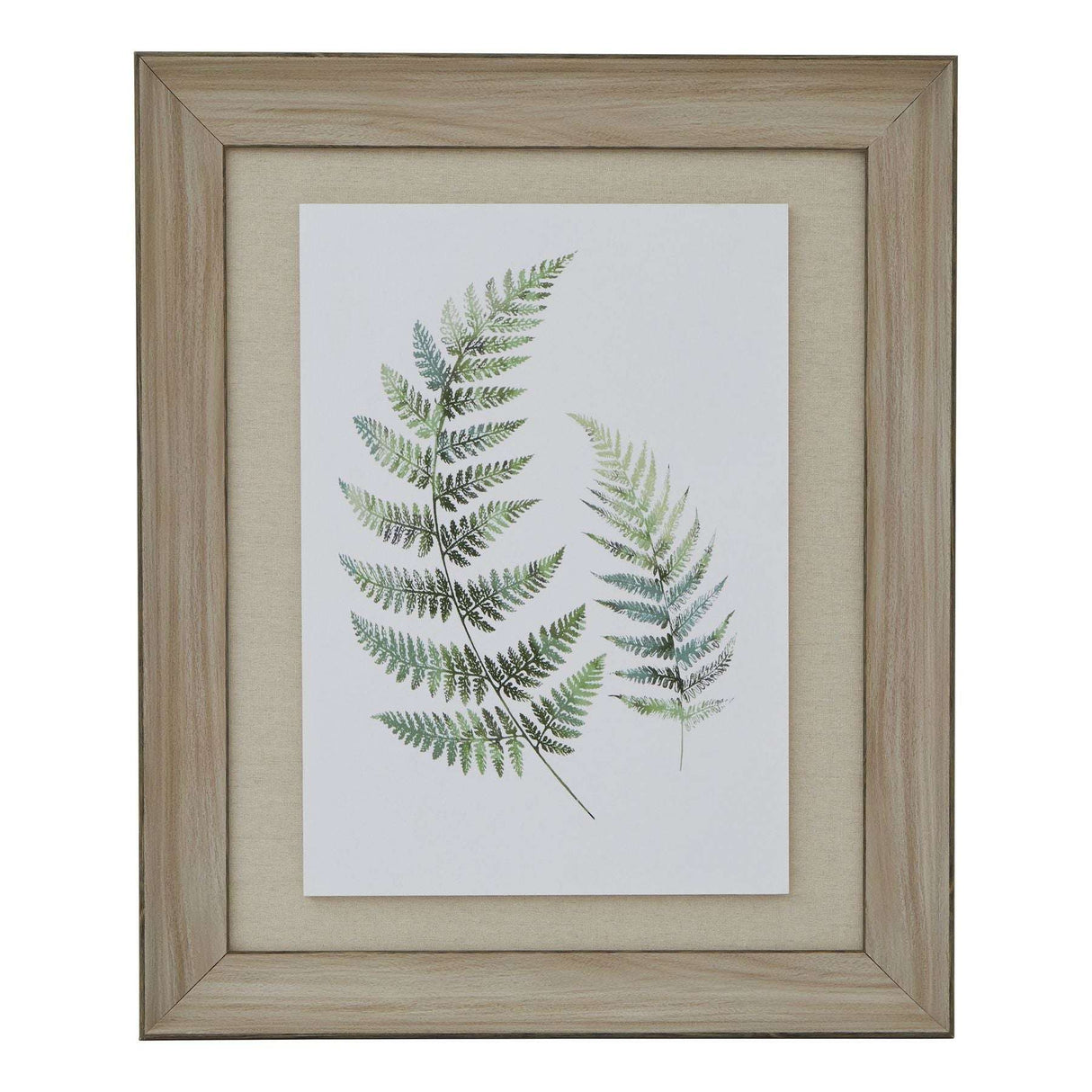 Watercolour Fern Duo In Washed Wood Frame BROWN WOOD Shades 4 Seasons