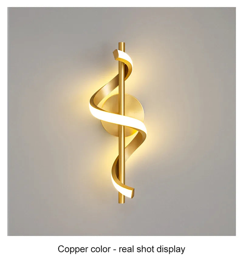 Stylish copper wall light with a spiral design, ideal for modern home decor