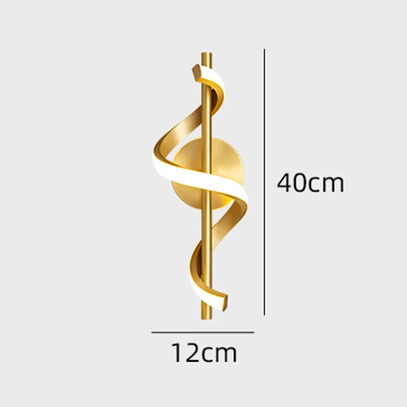 Gold spiralled Wall Light from Light My House measuring 40cm x 12cm for modern decor