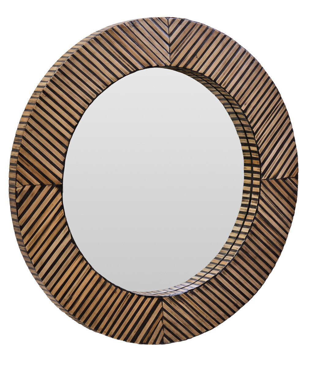 Orsina Wall Mirror with a unique striped design and round shape for stylish home decor