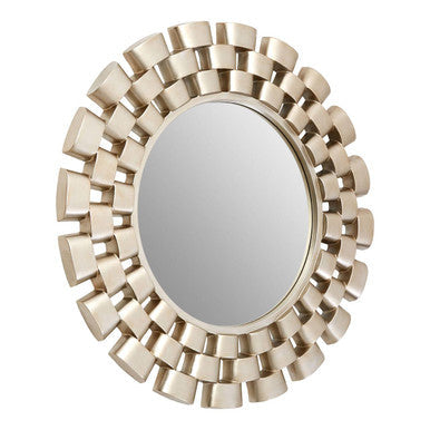 Orsina Wall Mirror with a decorative oval frame featuring a unique design in silver tones
