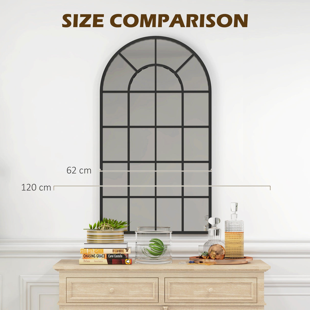 Wise Galleria Wall Mirror with an elegant design, measuring 120 cm by 62 cm, perfect for any bathroom