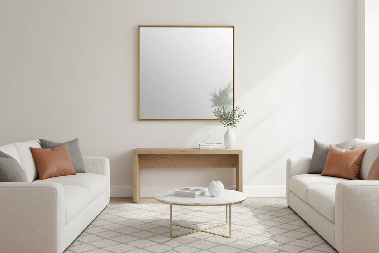 Ando Large Square Gold Finish Wall Mirror Orsina