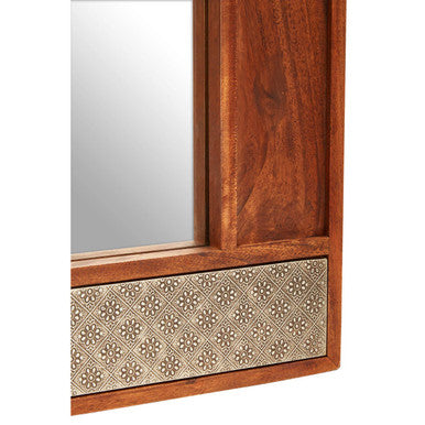Orsina Wall Mirror with Decorative Wooden Frame and Intricate Patterned Detail