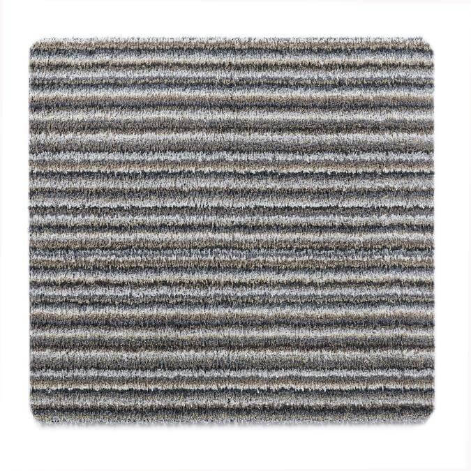 Grey striped washable mat perfect for adding style and comfort to any room