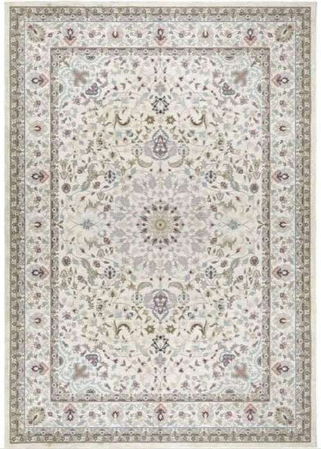 Elegant floral patterned washable rug in soft pastel colours, ideal for enhancing home decor