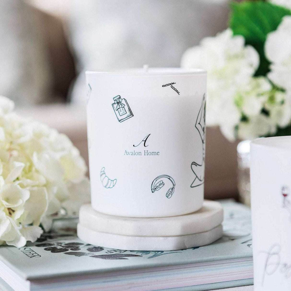 Avalon Home Wax Glass Candle in White with Elegant Design for Home Decor and Relaxation