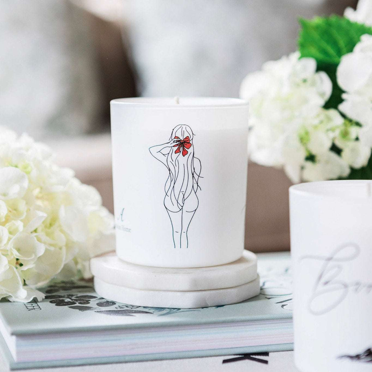 Avalon Home UK Wax Glass Candle with a floral design perfect for home decor and relaxation