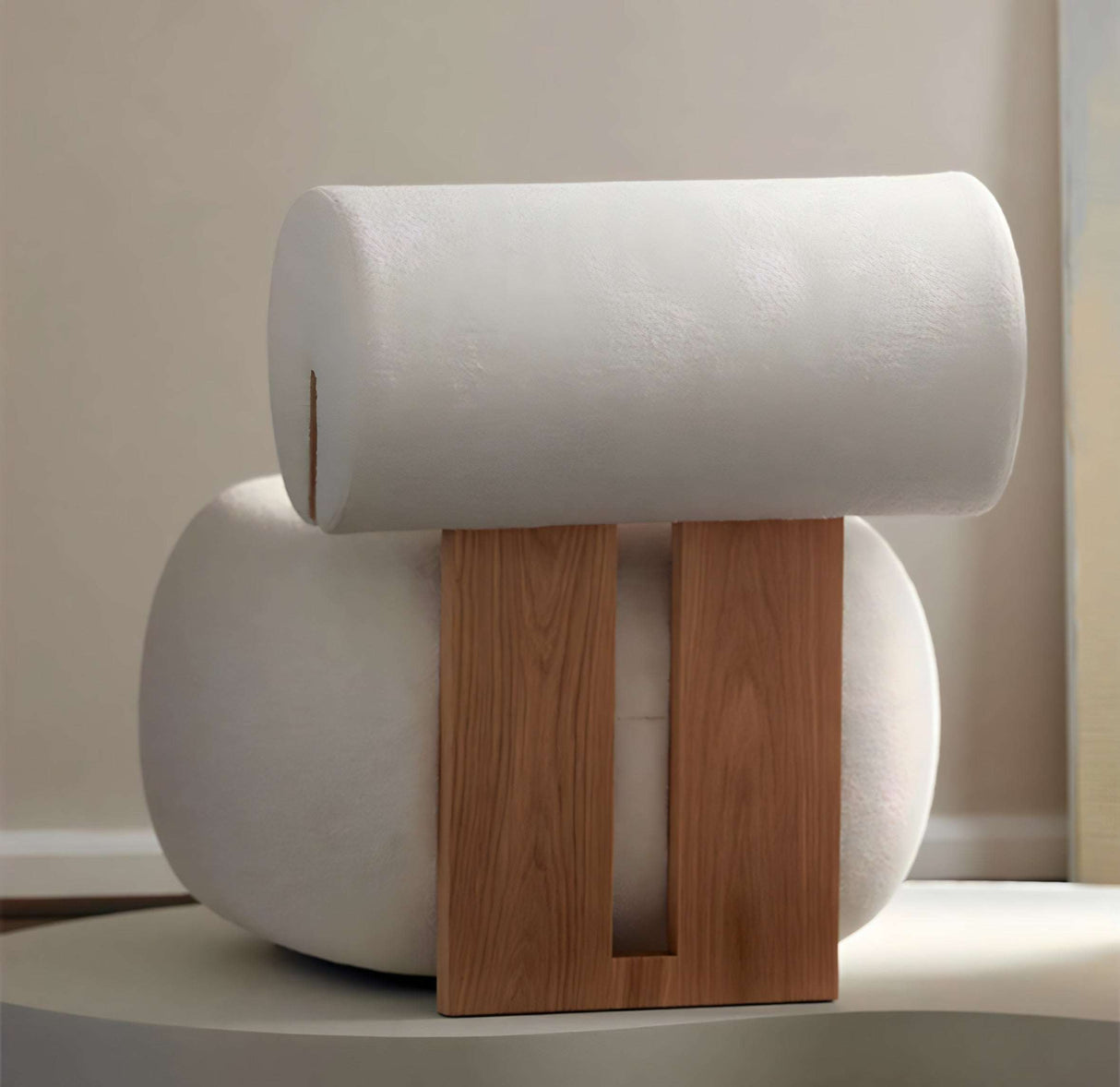 Stylish Nisu Home Chair with a modern design featuring a rounded shape and wooden legs
