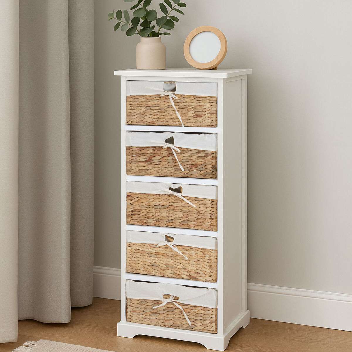 Orsina Drawer Chest with Stylish Woven Baskets Orsina