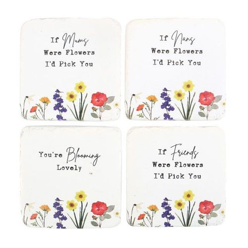Wildflower Coasters Set with Floral Quotes Stylish Home Decor N/A