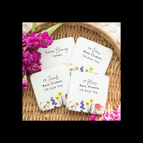 Wildflower Coasters Set with Floral Quotes Stylish Home Decor N/A