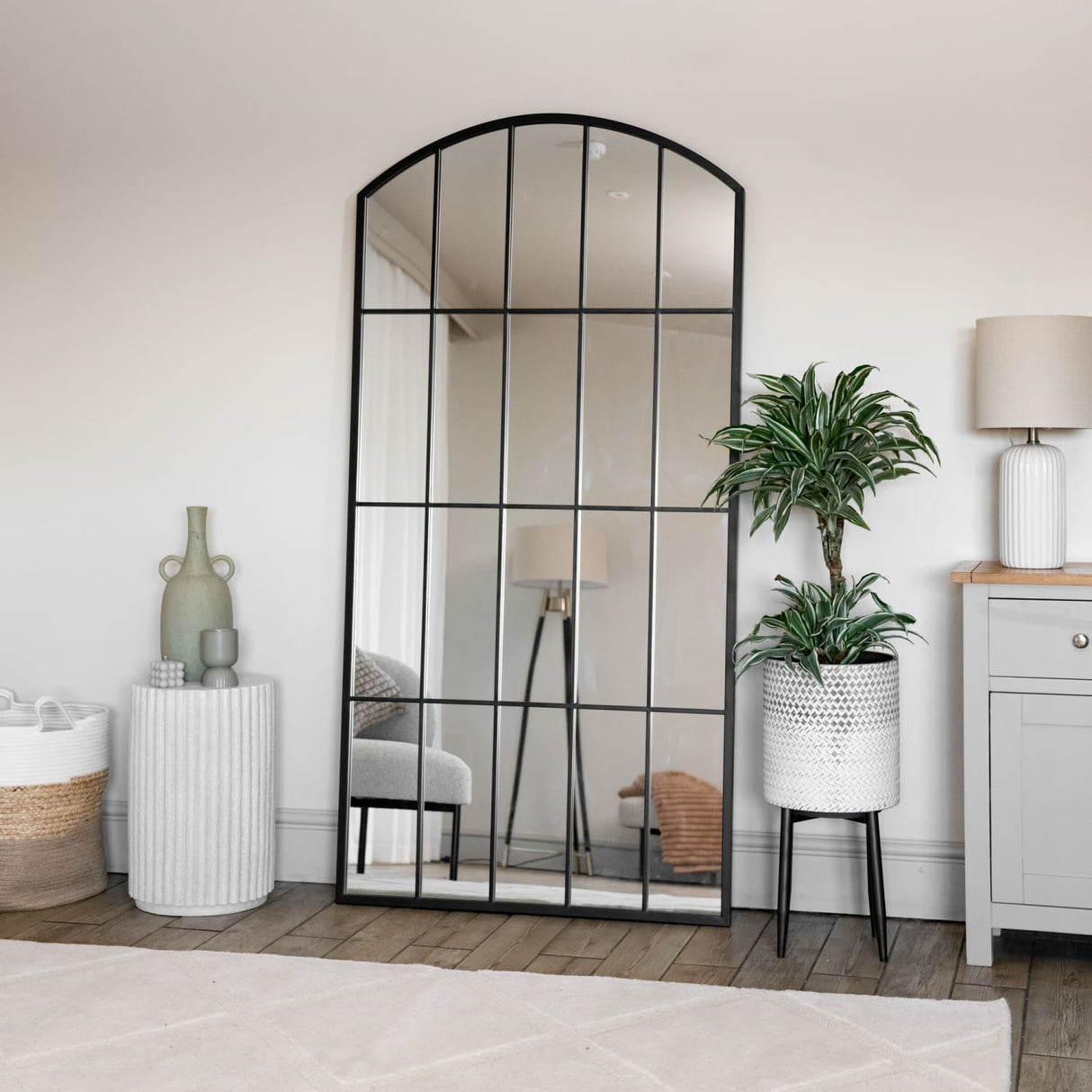 Jobu Home Window Mirror with an elegant arched top, perfect for modern interiors