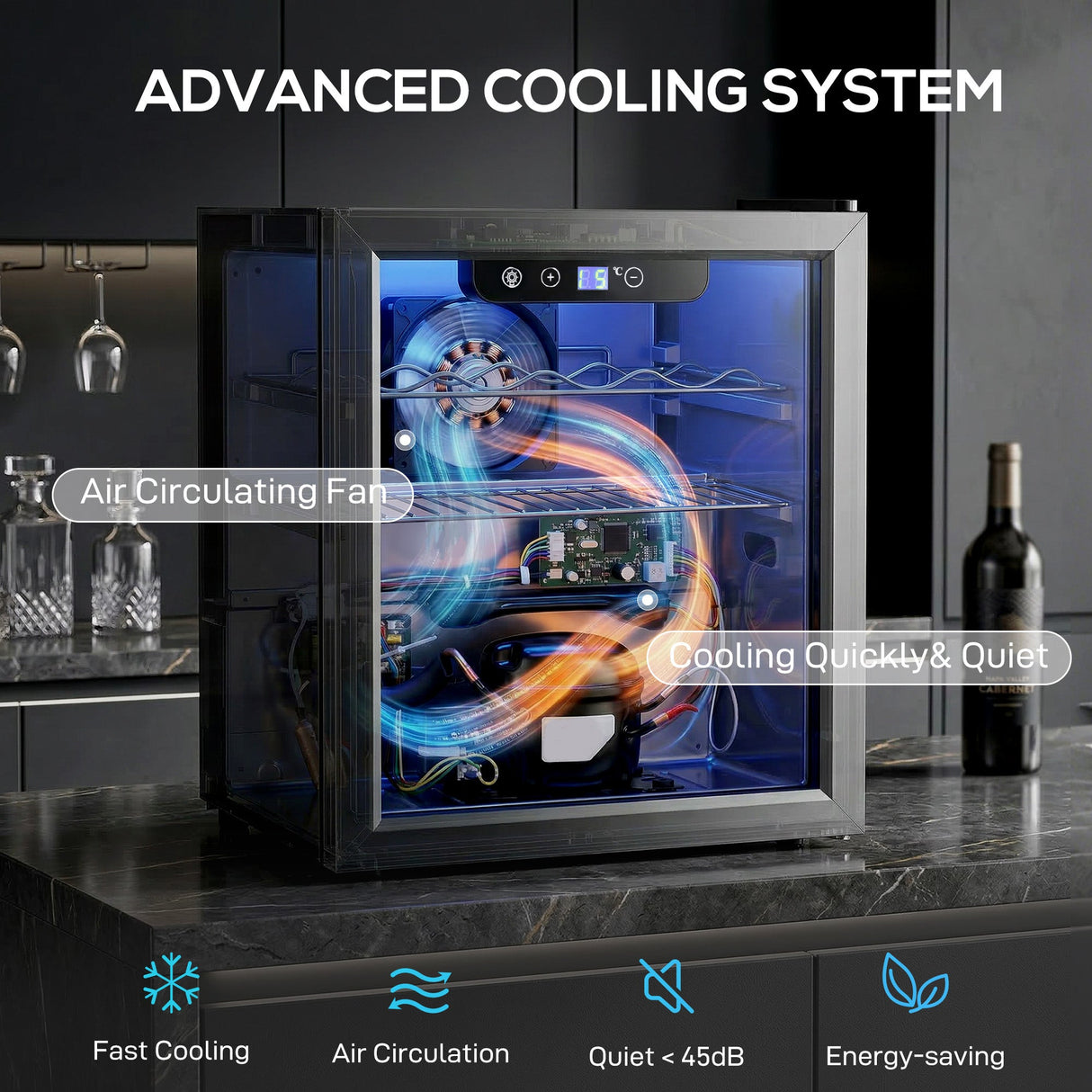 Wise Galleria Wine Cooler with Advanced Cooling System for Quick and Quiet Temperature Control