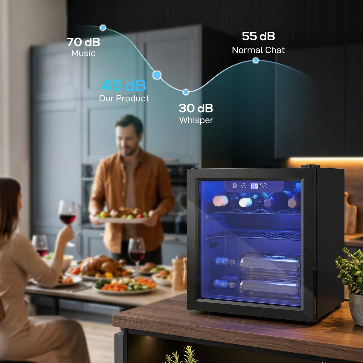 Wise Galleria Wine Cooler showcasing sleek design while enhancing home dining experience