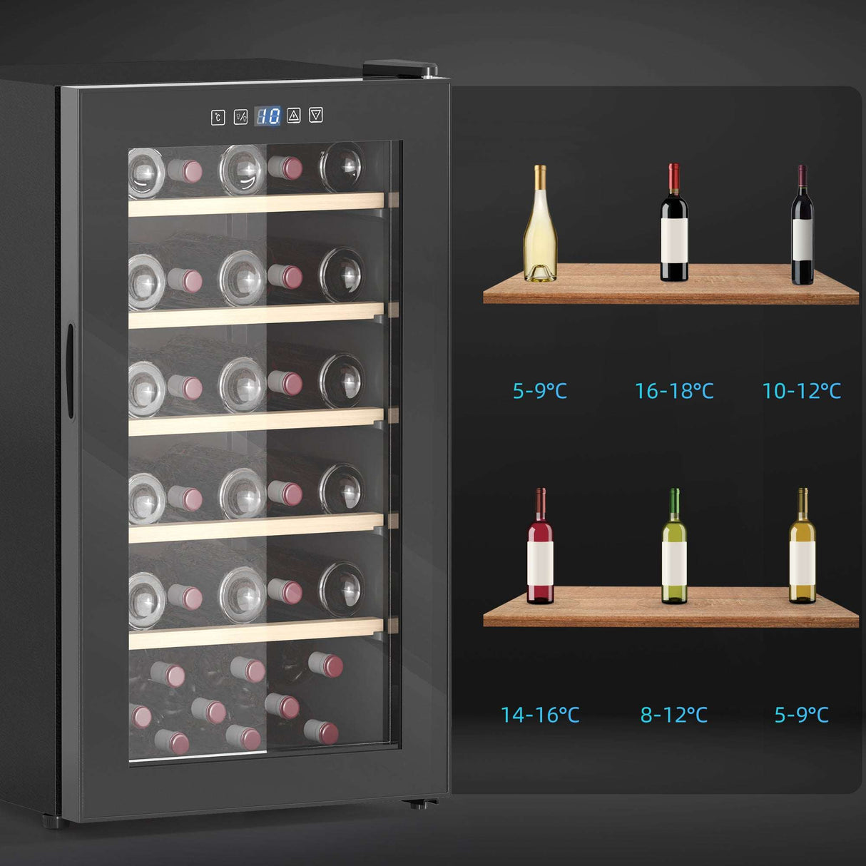 HOMCOM 41 Bottle Wine Cooler Fridge, Freestanding Wine Refrigerator HOMCOM