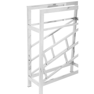 Orsina Modern Chrome Wine Rack with Geometric Design for Stylish Home Bar Storage