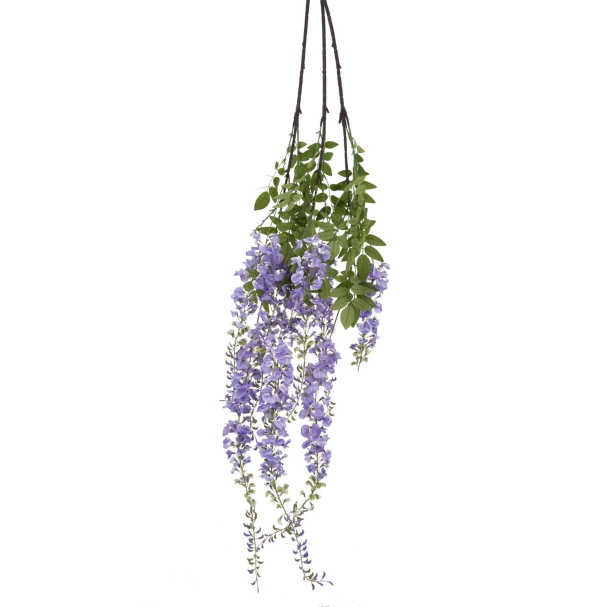 Realistic Wisteria Spray in Purple with Green Leaves for Floral Arrangements