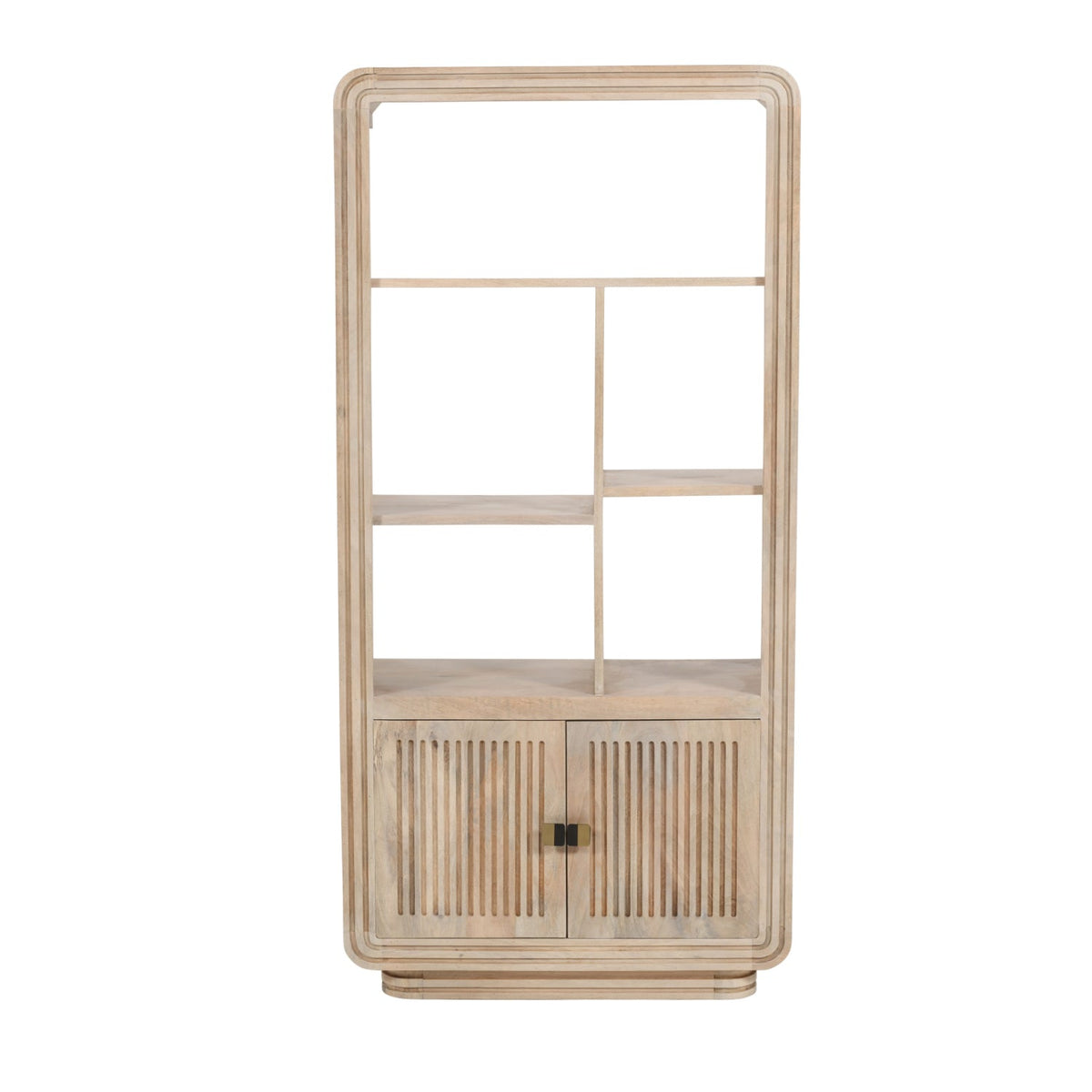 Verty Furniture Wooden Bookcase with Open Shelves and Two Lower Cabinets for Storage