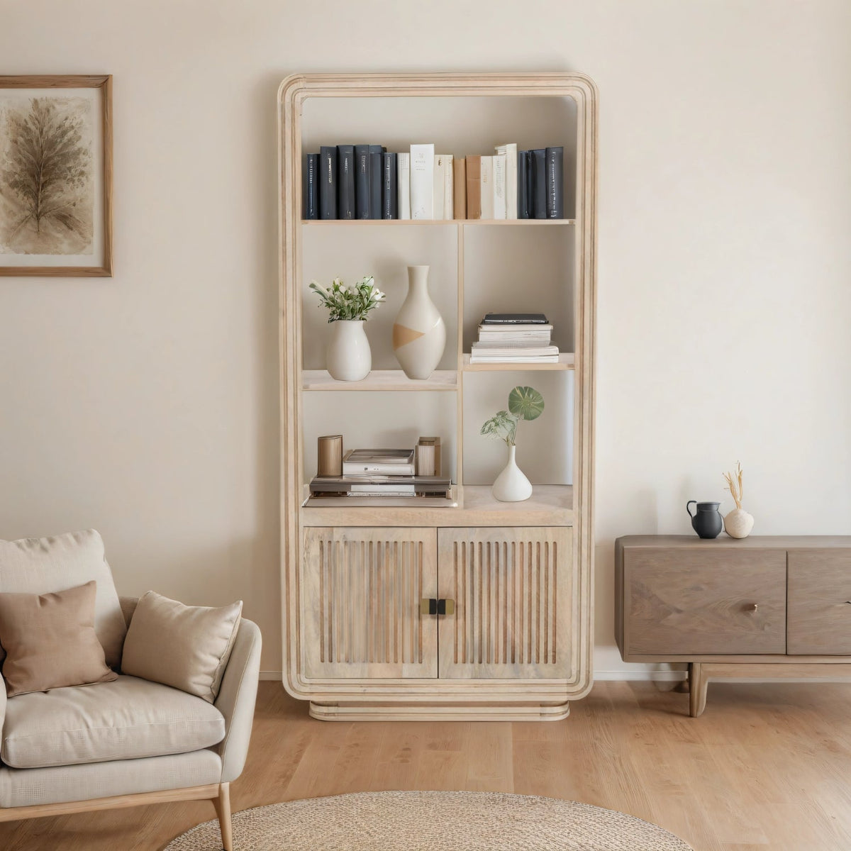 Verty Furniture Wooden Bookcase with Multiple Shelves and Elegant Design for Home Decor