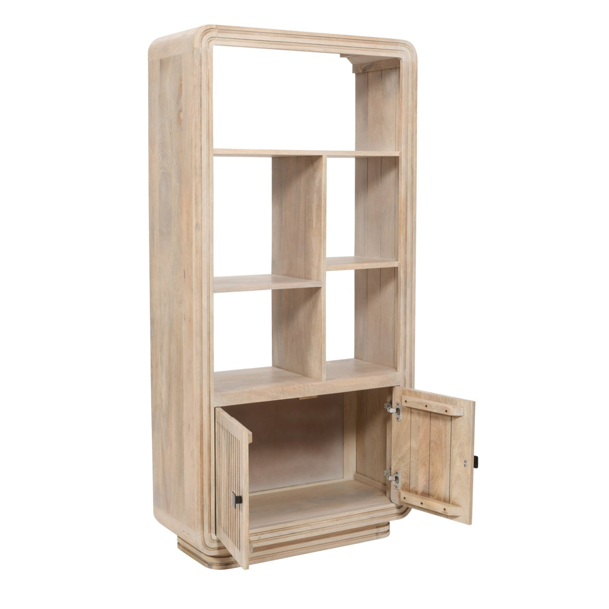 Verty Furniture Wooden Bookcase with Four Shelves and Two Doors for Stylish Storage